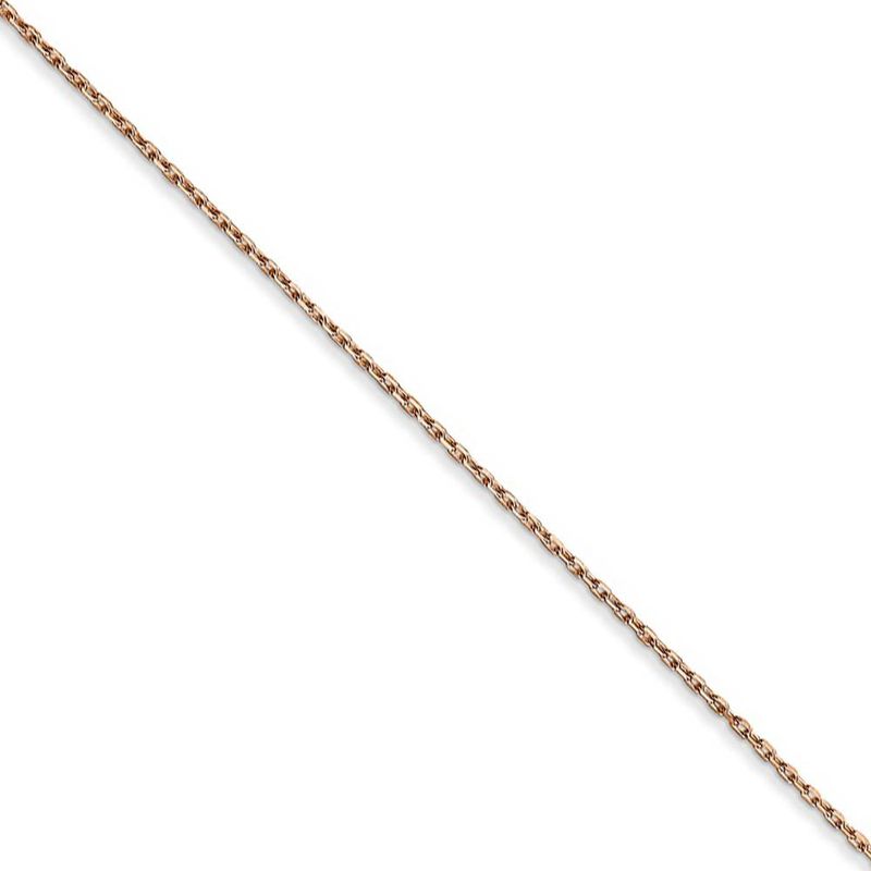 0.8mm 14k Rose Gold Solid Diamond Cut Cable Chain Necklace, 16 Inch